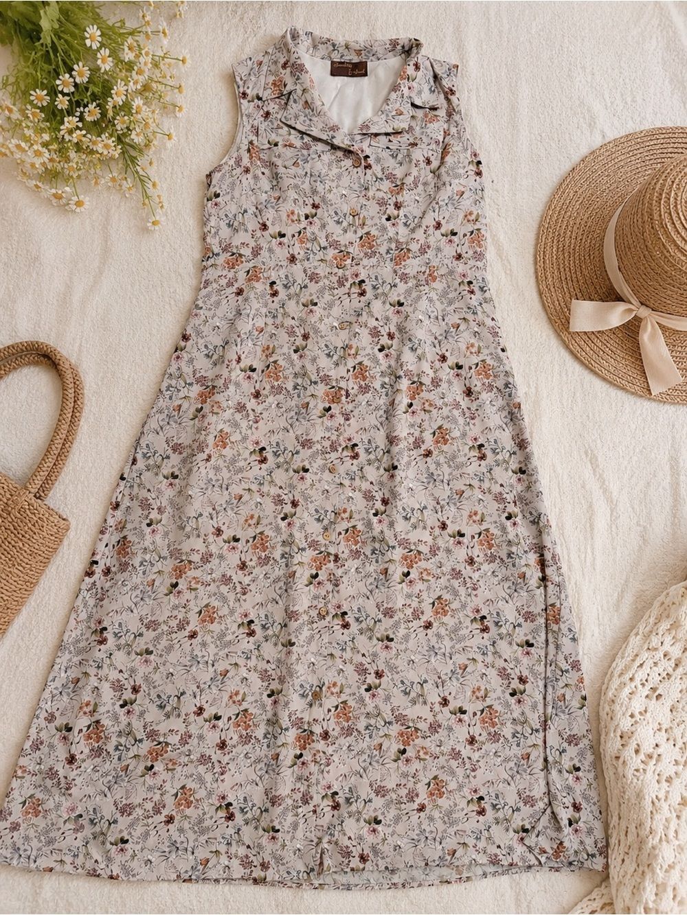 Floral Sleeveless Dress Cottagecore